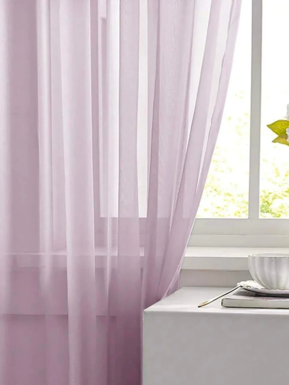 Voile Pale Lilac Sheer Curtains, Translucent Fabric. Rod Pocket. 2 Panels.